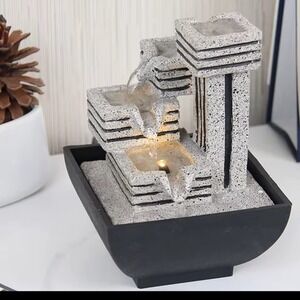 Fun Workshop Waterfall Tabletop Fountain USB Powered Soothing Water Sound NEW